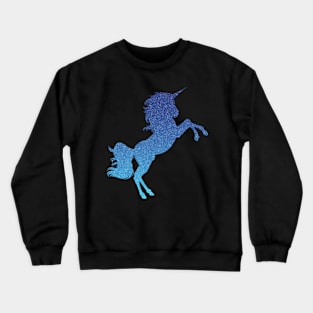 Bright Blue Ombre Faux Glitter Unicorn Crewneck Sweatshirt